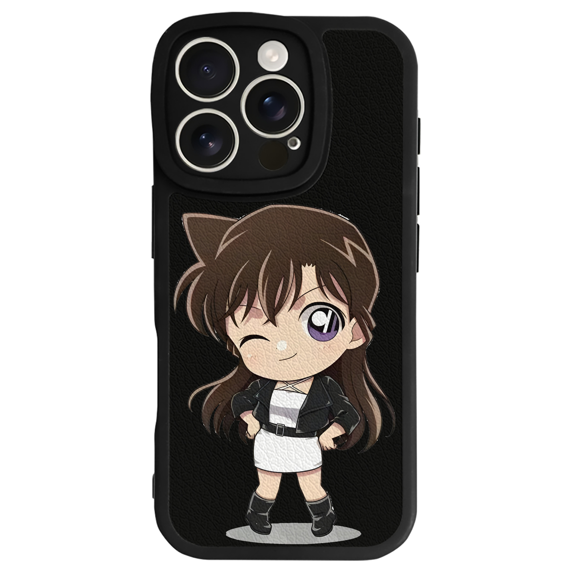 （画像用） 名探偵コナン 毛利 蘭 もうり らん、モーリ ラン Detective Conan Rachel Moore 【iPhone 16シリーズ対応】シリコンスマホケース（レザー調） 材質：シリコン